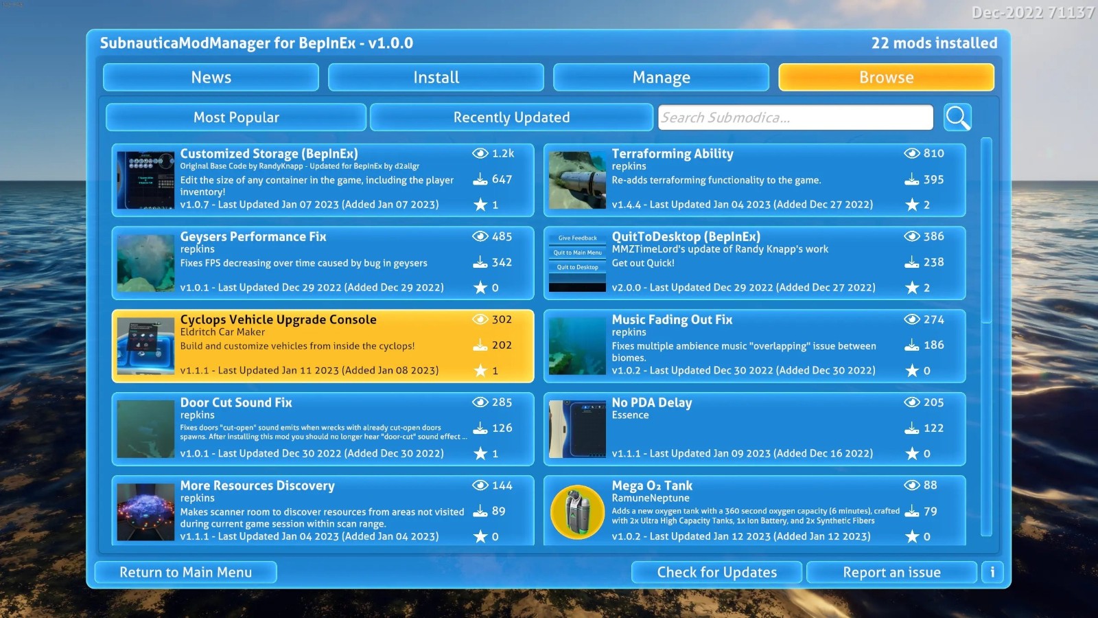 深海迷航BepInEx的Subnautica模组管理器